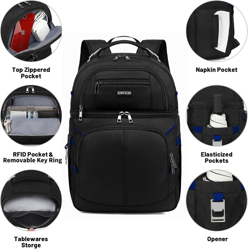 SINVICKO Insulated Cooler Backpack,Double Deck Leakproof Cooler Bag,Insulated Backpack Cooler Lunch Backpack for Men Women - Image 3